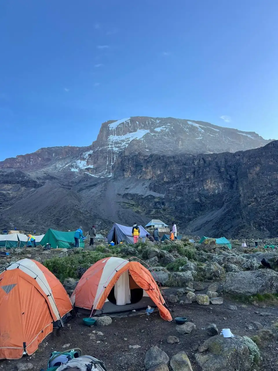 Tents at Barafu Camp on the rocky slopes of Kilimanjaro