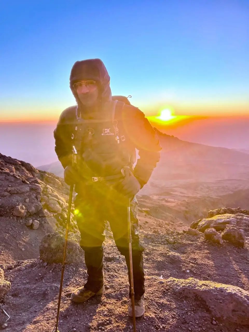 Sunrise over the clouds near the summit of Kilimanjaro